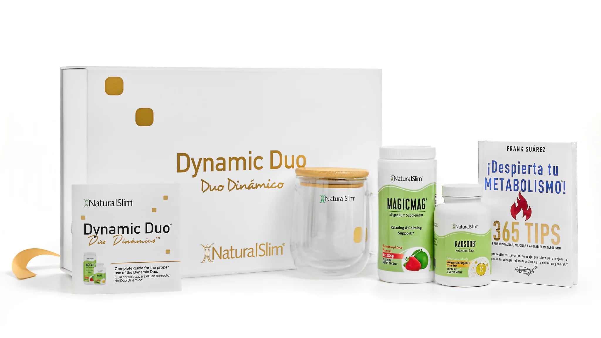 Dynamic Duo Gift Set | MagicMag®, Kadsorb®, Despierta tu Metabolismo! Libro, tazza e confezione regalo con opuscolo informativo| Magnesio
