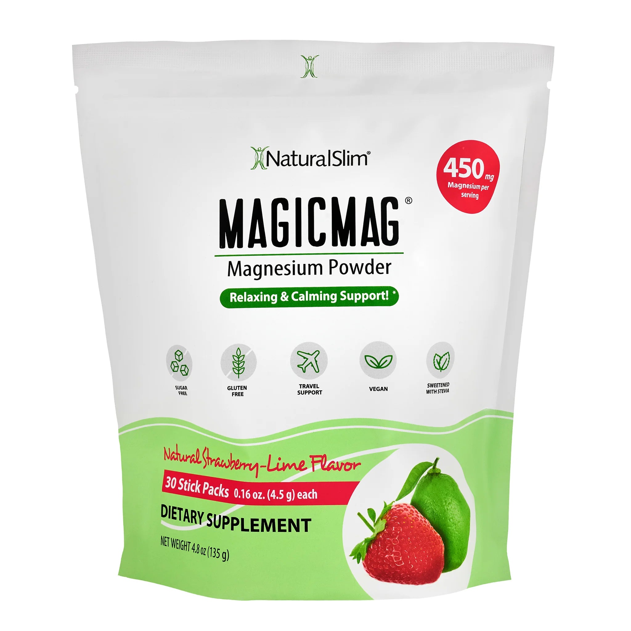 MAGICMAG Stick Packs | Travel | Strawberry-Lime | Magnesium Citrate Supplement - product lifestyle image