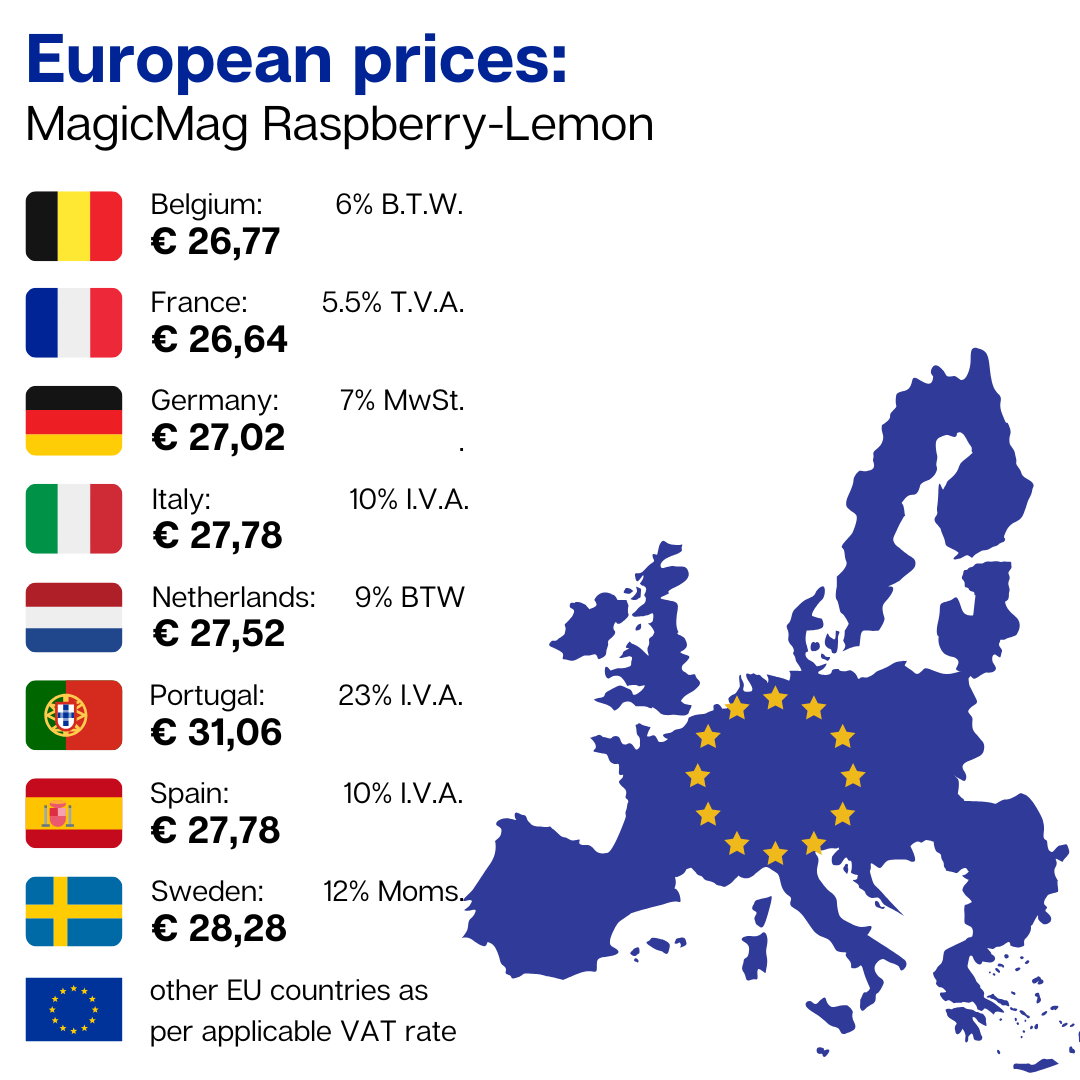 MagicMag® Frambuesa-Limón | Suplemento de Magnesio | Apoyo Relajante y Calmante