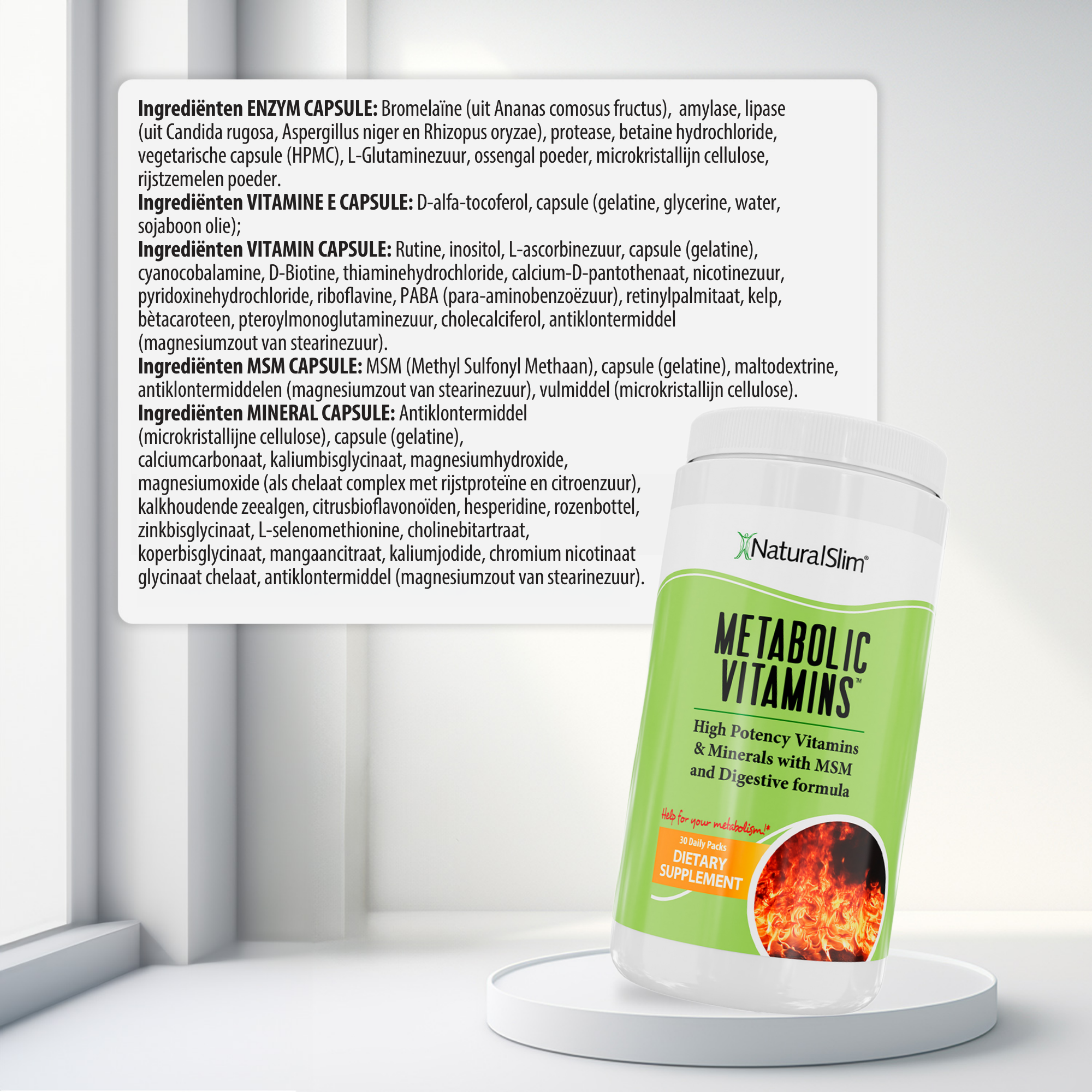 Metabolic Vitamins ingrediënten [facts:nl]